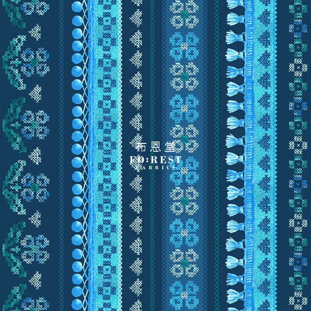 Cotton - Favorite Fringe Fabric Navy