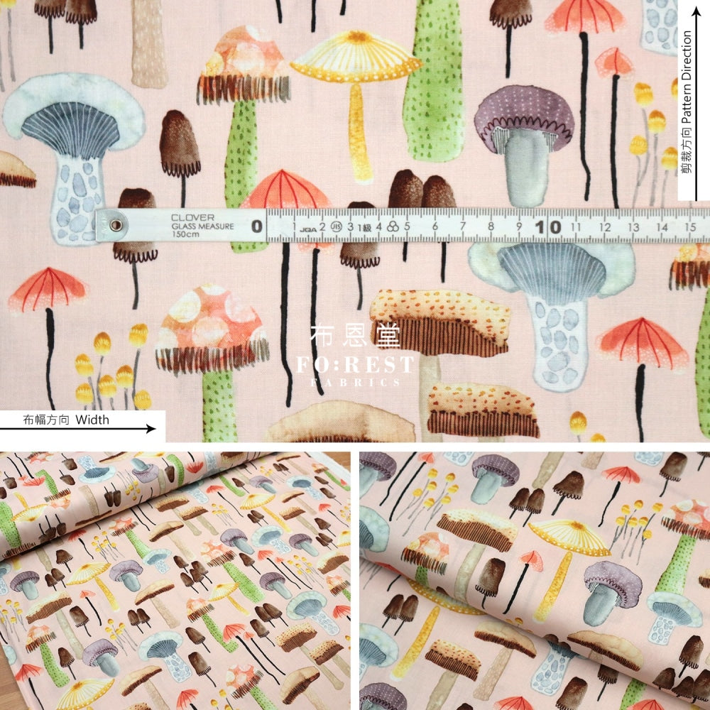 Cotton - Fragrant Mushrooms Fabric Peach