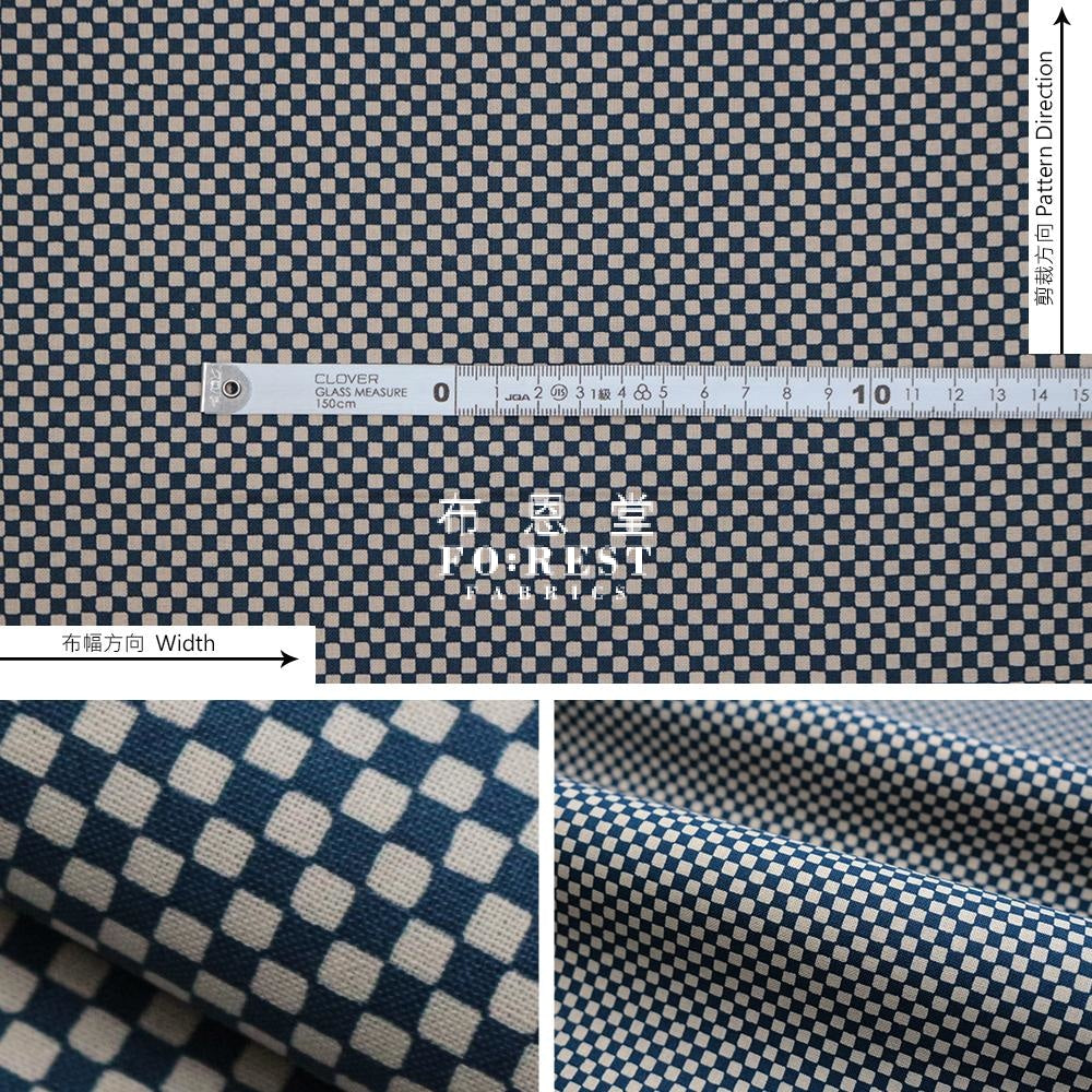 Cotton - Grid Navy Fabric