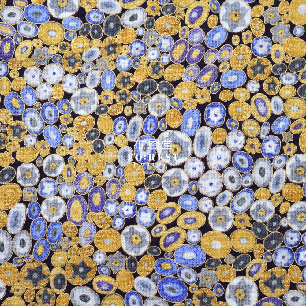 Cotton - Gustav Klimt Jewel Ovals Metallic Fabric Violet