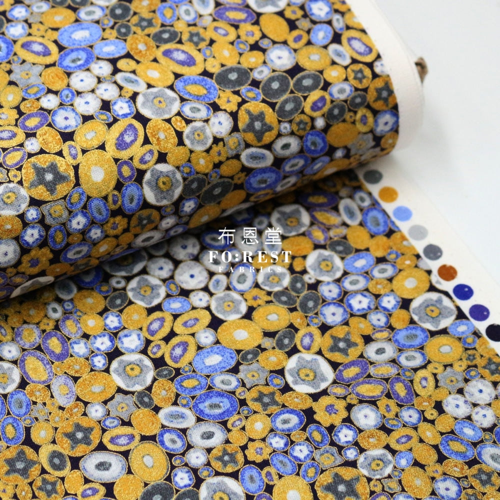 Cotton - Gustav Klimt Jewel Ovals Metallic Fabric Violet