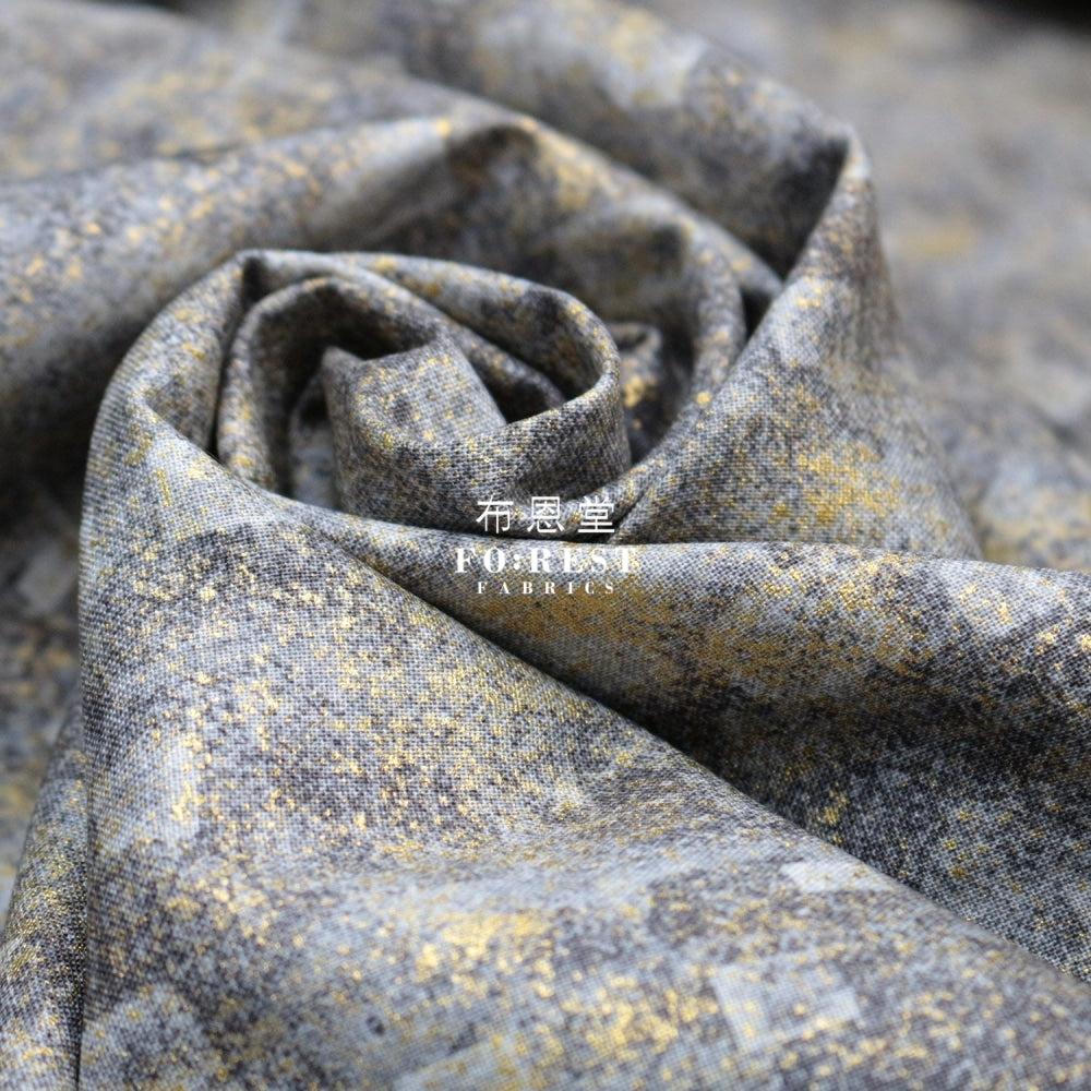 Cotton - Gustav Klimt Squares Metallic Fabric Black