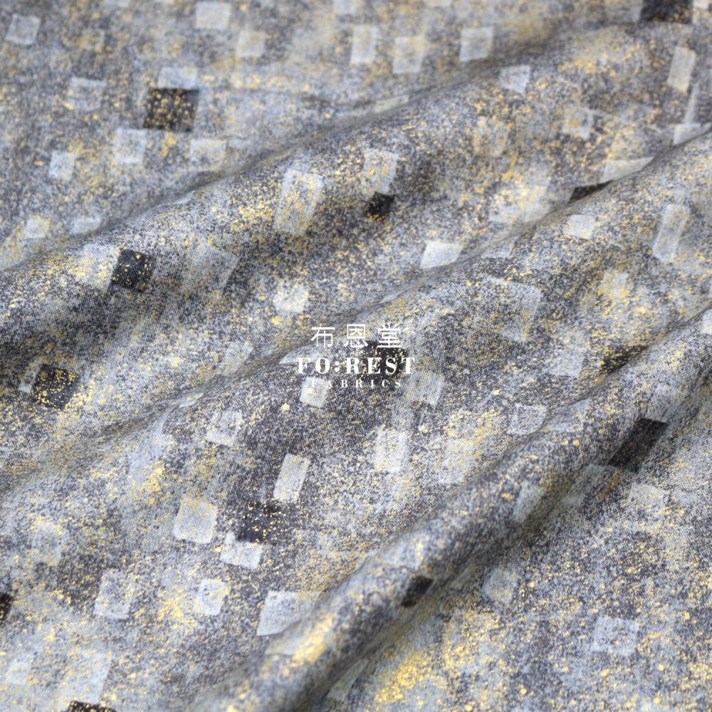 Cotton - Gustav Klimt Squares Metallic Fabric Black