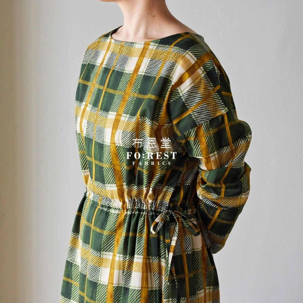 Cotton - Hand Drawing Style Tartan Fabric Black