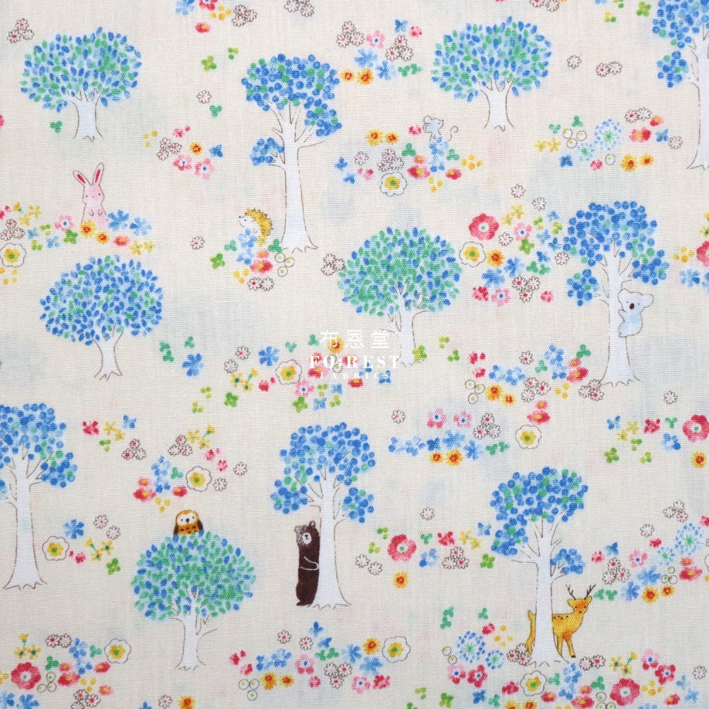 Cotton - Hide And Seek Forest Fabric Natural Cotton