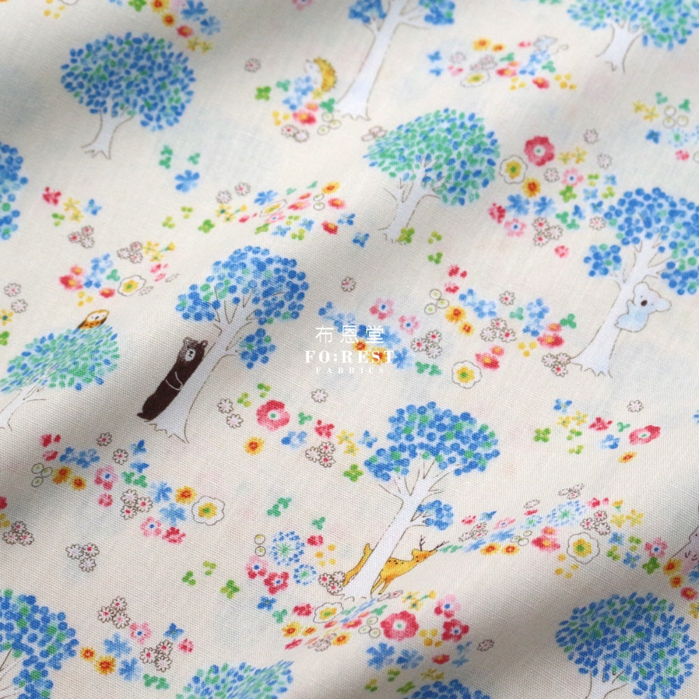 Cotton - Hide And Seek Forest Fabric Natural Cotton
