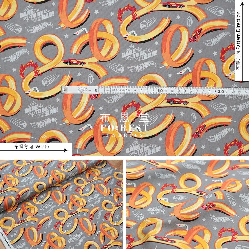 Cotton - Hot wheel Tracks CAR fabric GRAY - FO:REST Fabric 布恩堂Liberty fabrictana lawnjapanese fabricykk zipper