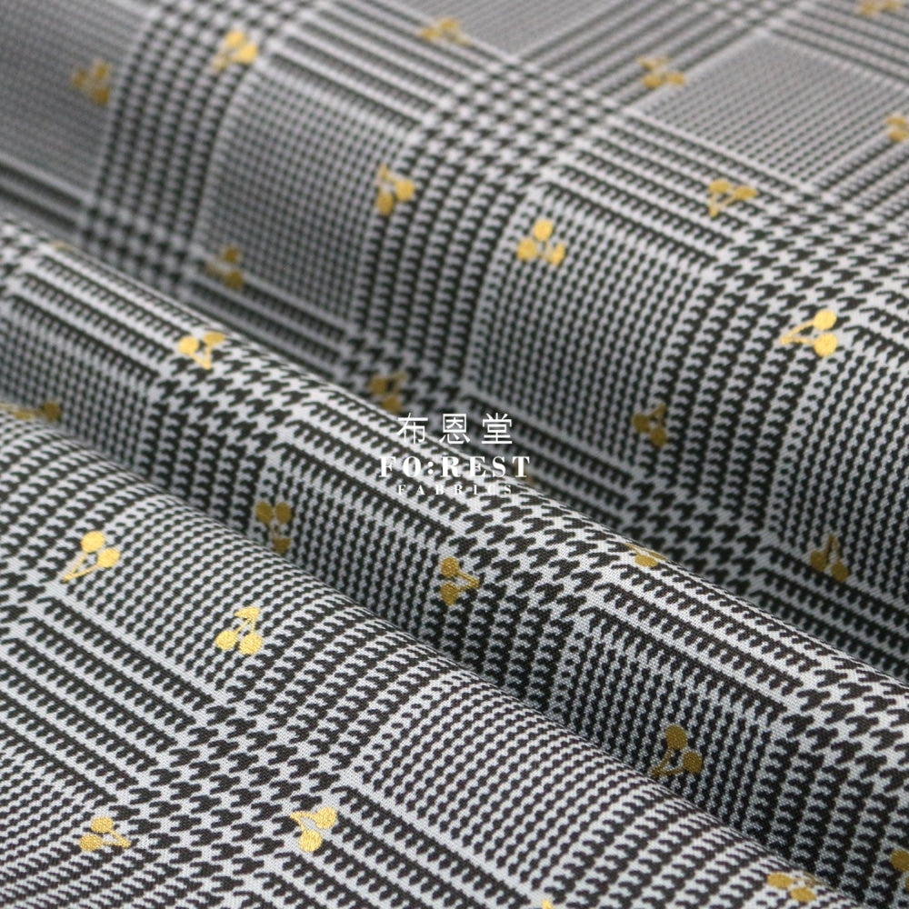 Cotton - Houndstooth With Metallic Fabric Gray
