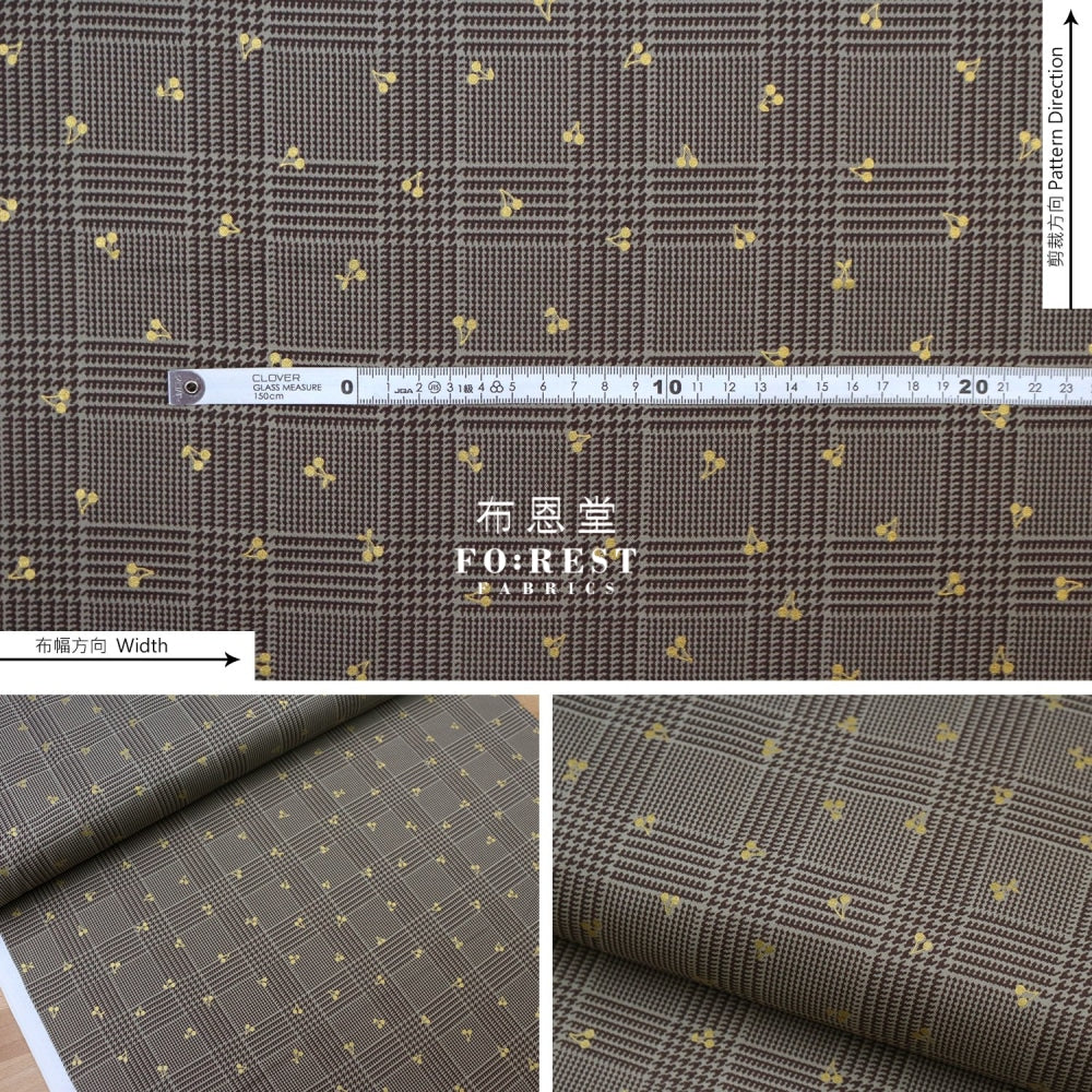 Cotton - Houndstooth With Metallic Fabric Khaki
