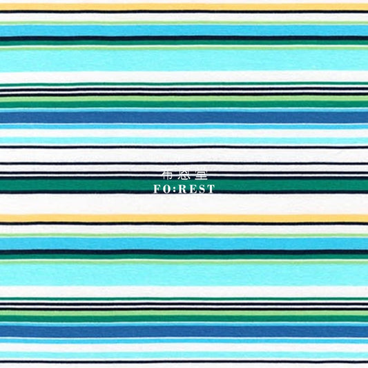 Cotton Jersey Knit - Stripe Fabric Marine