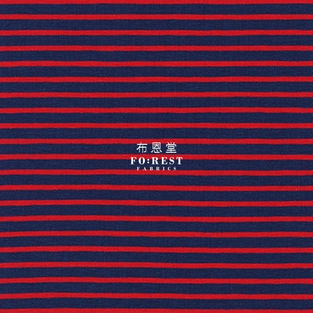 Cotton Jersey Knit - Stripe Fabric Wine