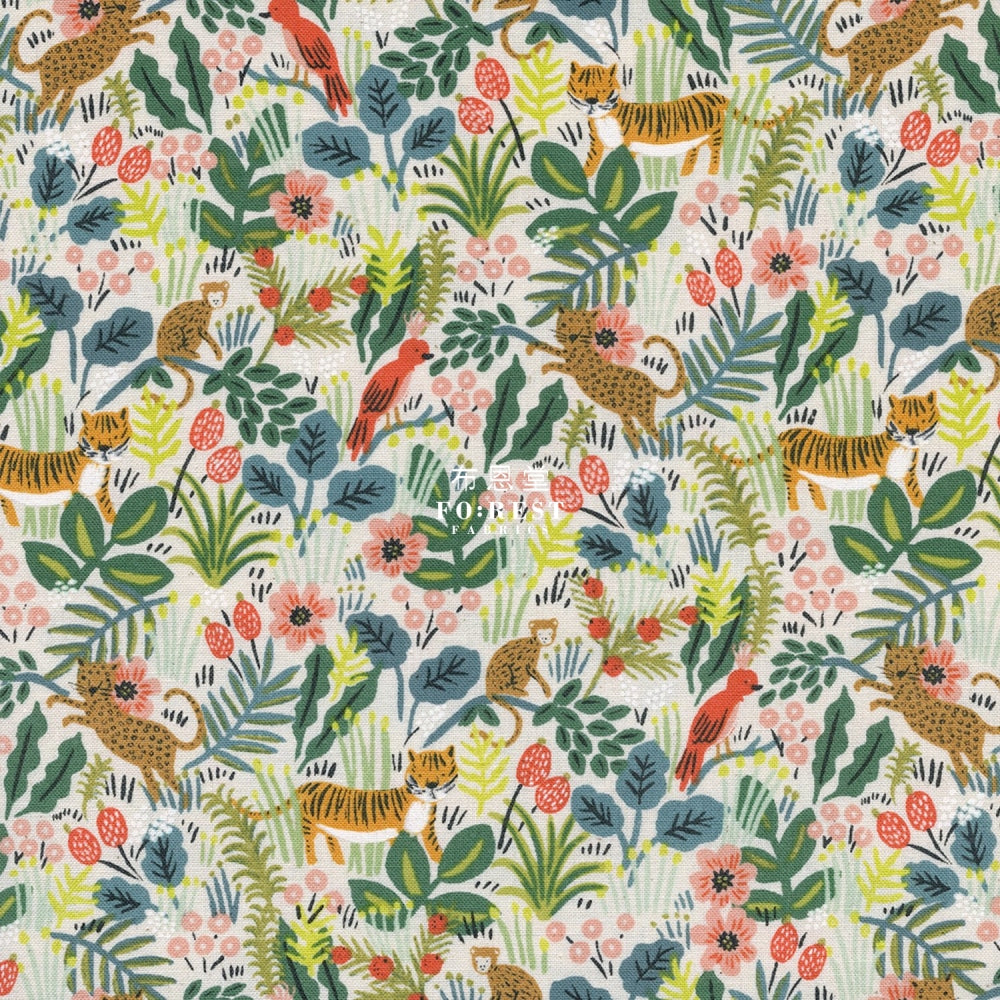 Cotton - Jungle Forest Fabric Natural