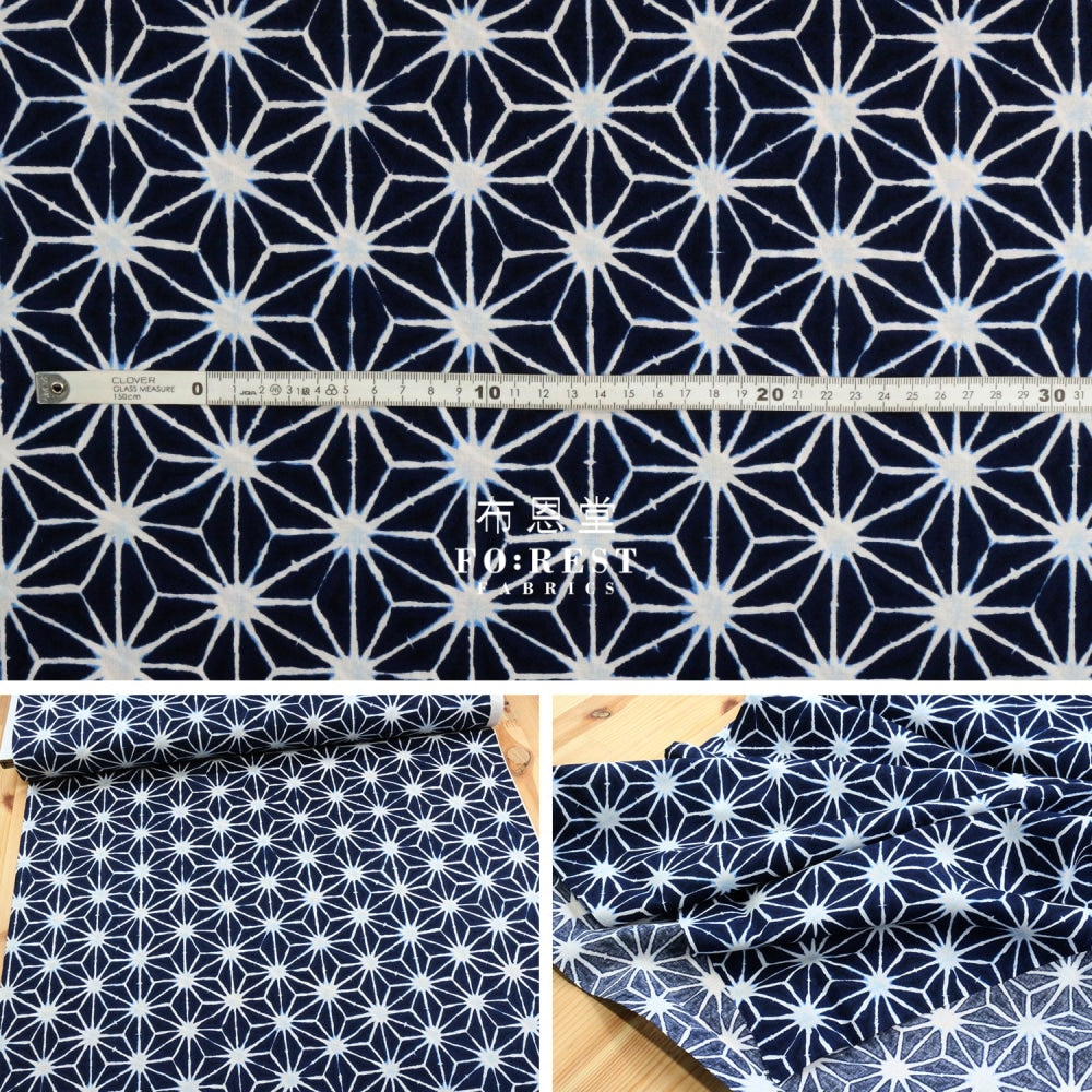 Cotton - Large Asanoha Navy Fabric