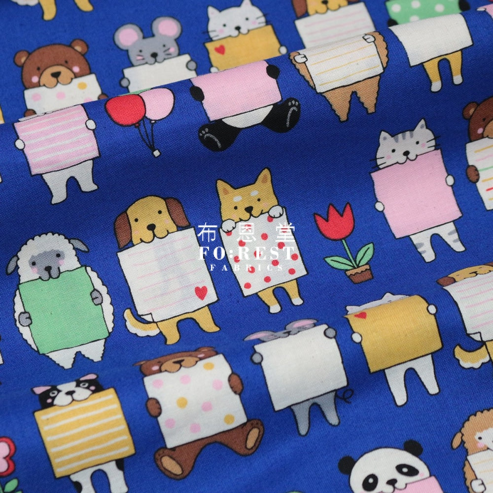 Cotton - Leave A Message Fabric Blue