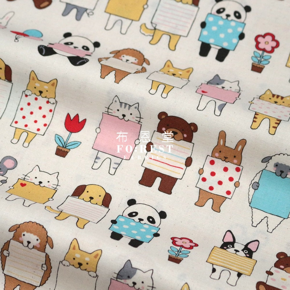 Cotton - Leave A Message Fabric Natural