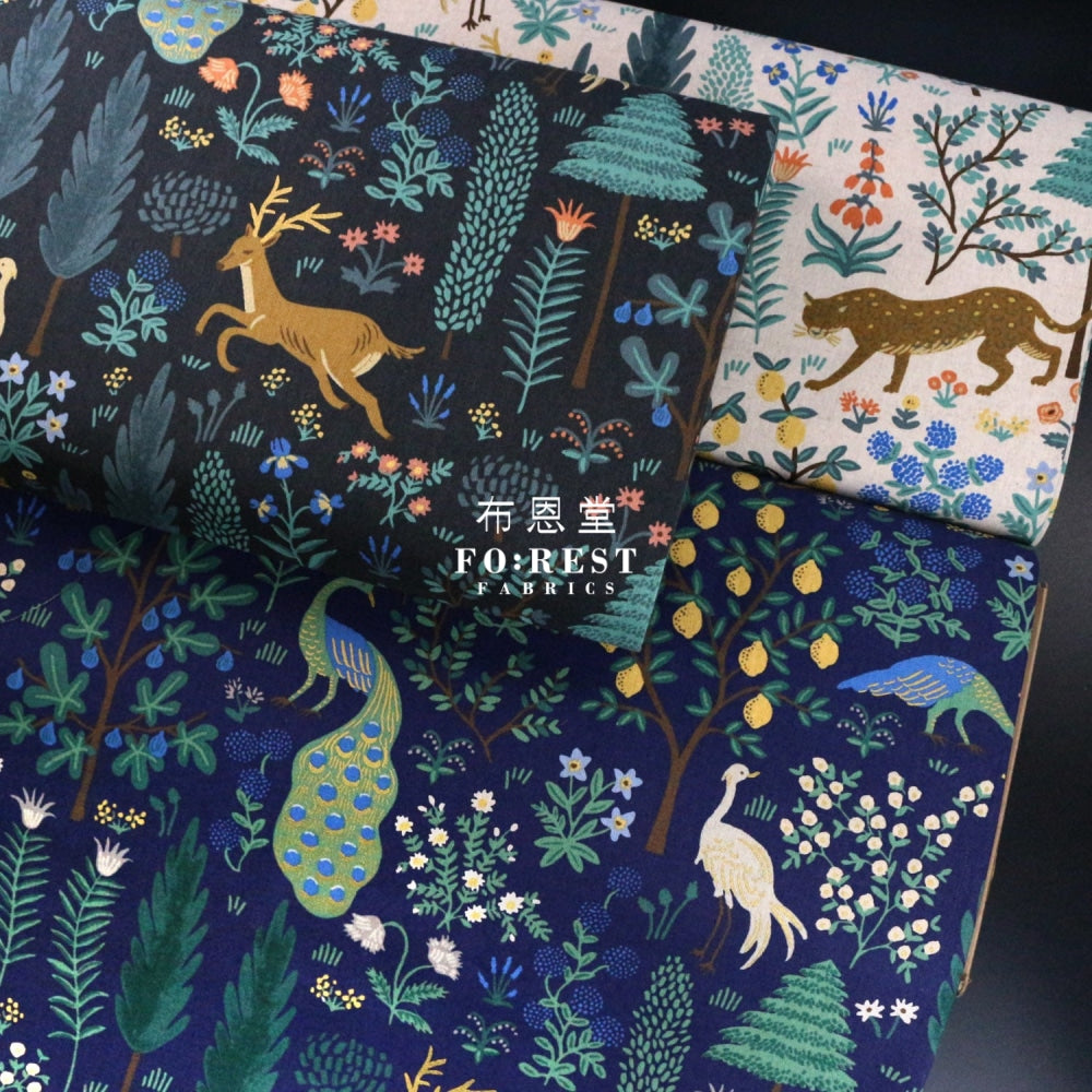 Cotton Linen - Camont Menagerie Black Metallic Fabric Canvas