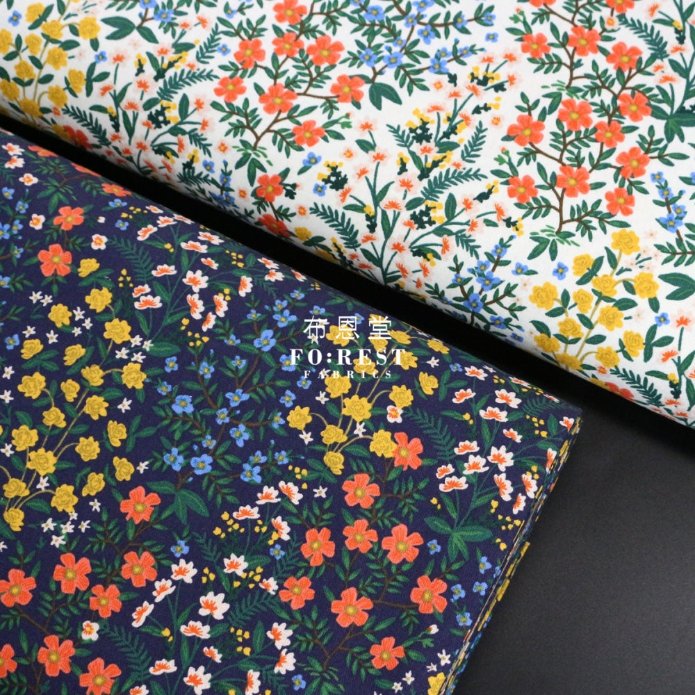 Cotton Linen - Camont Wildwood Garden Navy Fabric Canvas
