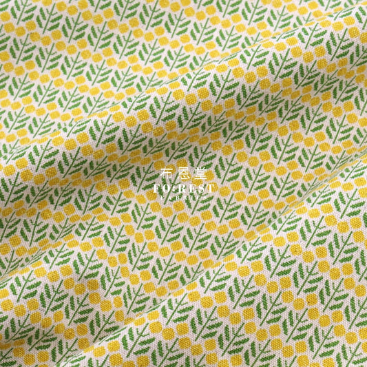 Cotton Linen - Sashiko Moyou Flower Fabric Yellow Cotton Linen Canvas