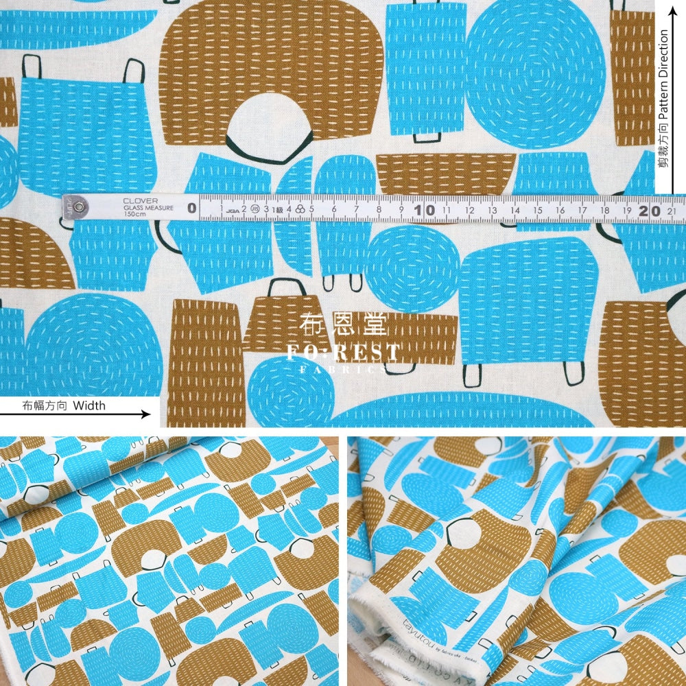 Cotton Linen - Tayutou Basket Bag Fabric Blue