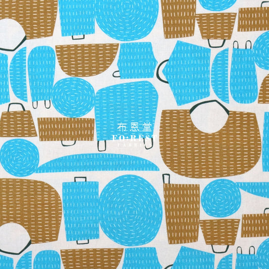 Cotton Linen - Tayutou Basket Bag Fabric Blue