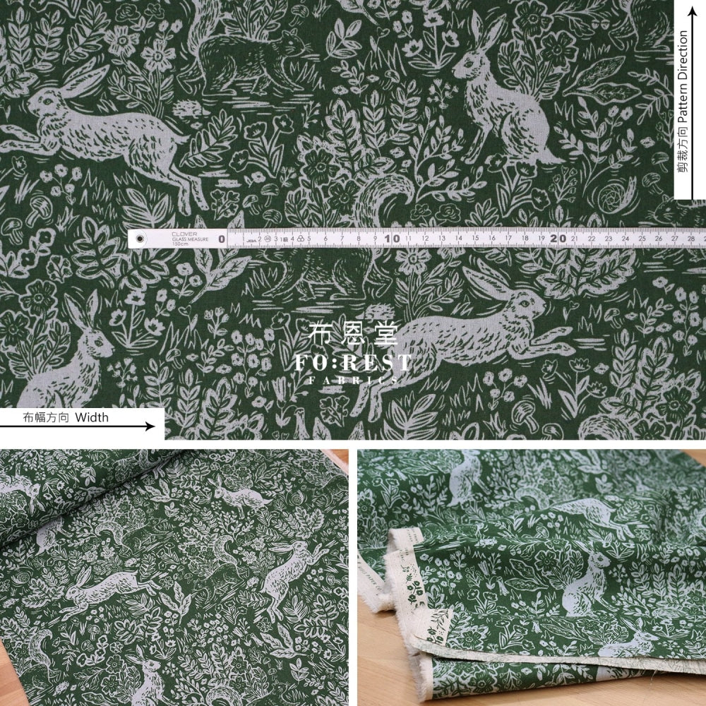 Cotton Linen - Wildwood Leaf Fabric Green Canvas