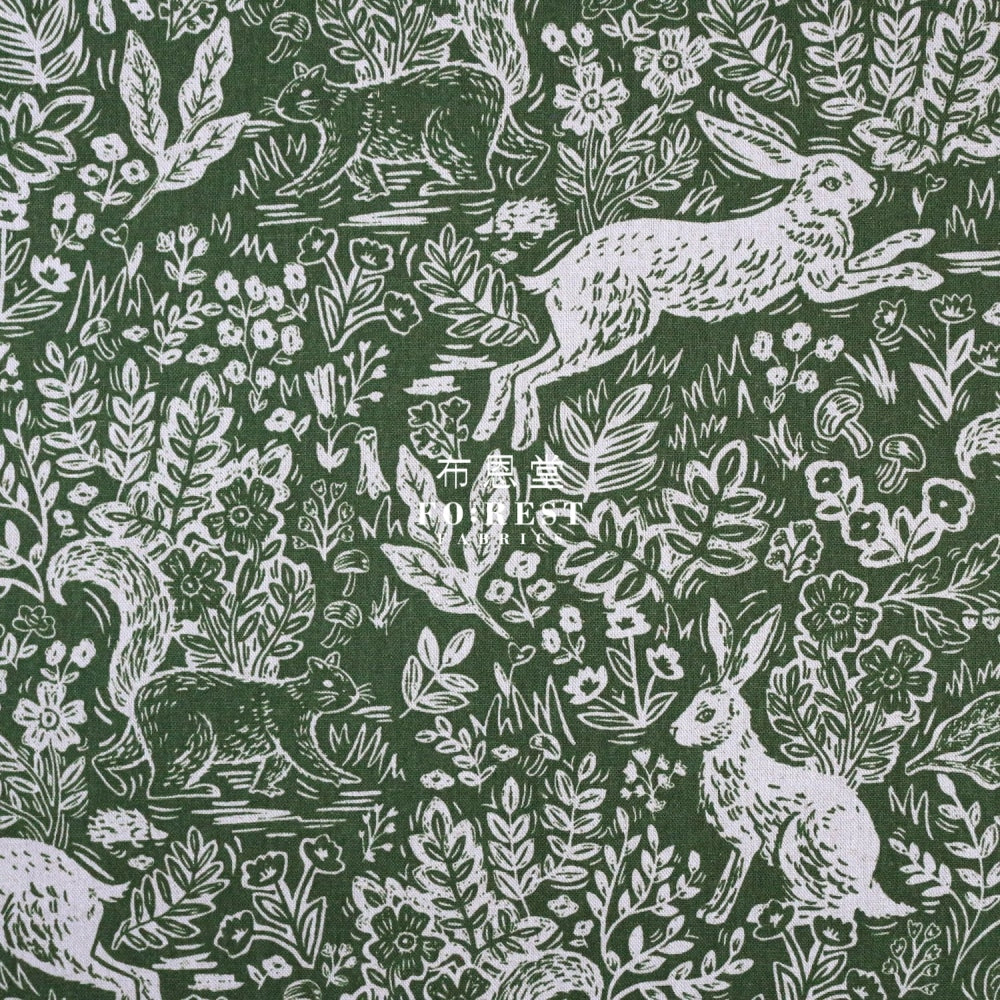 Cotton Linen - Wildwood Leaf Fabric Green Canvas