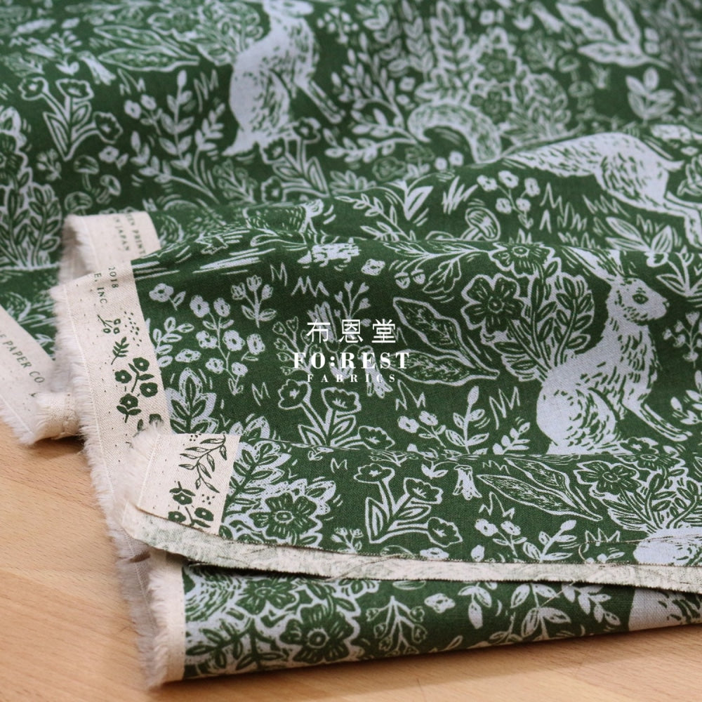 Cotton Linen - Wildwood Leaf Fabric Green Canvas