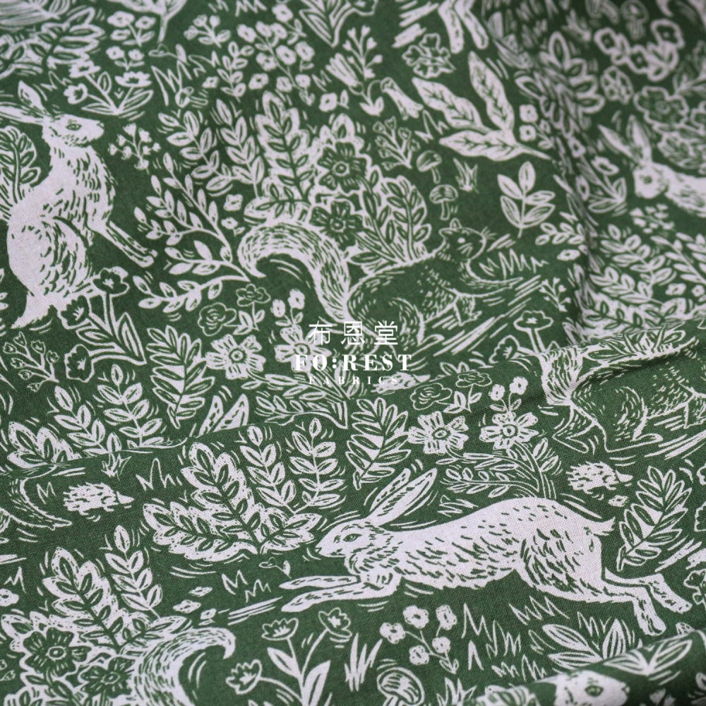 Cotton Linen - Wildwood Leaf Fabric Green Canvas