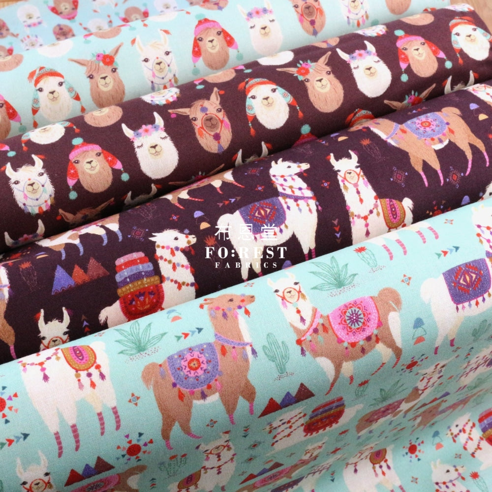 Cotton - Llama Fiesta Fabric Blue