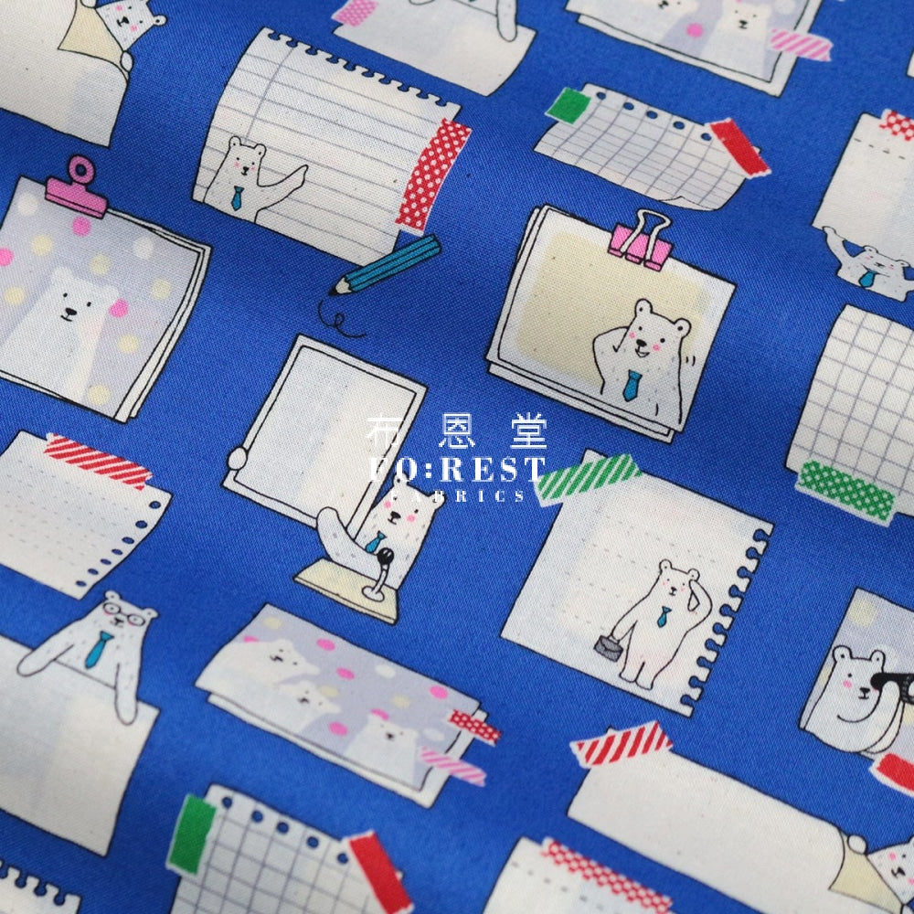 Cotton - Memo Polar Bear Fabric Blue