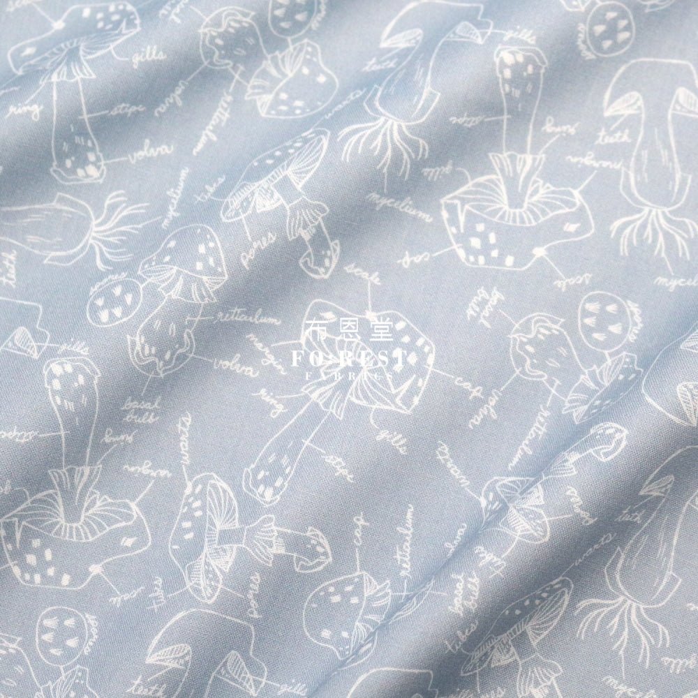 cotton - Mushroom Anatomy fabric BlueGray - FO:REST Fabric 布恩堂Liberty fabrictana lawnjapanese fabricykk zipper