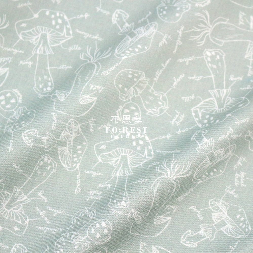 cotton - Mushroom Anatomy fabric Green - FO:REST Fabric 布恩堂Liberty fabrictana lawnjapanese fabricykk zipper