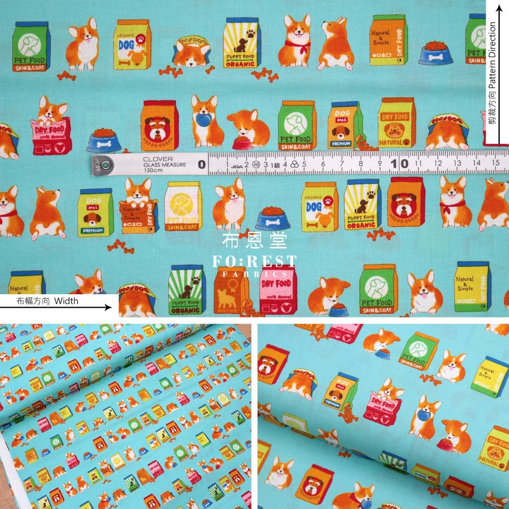 Cotton - My Favorite Food Fabric Lt.blue Cotton