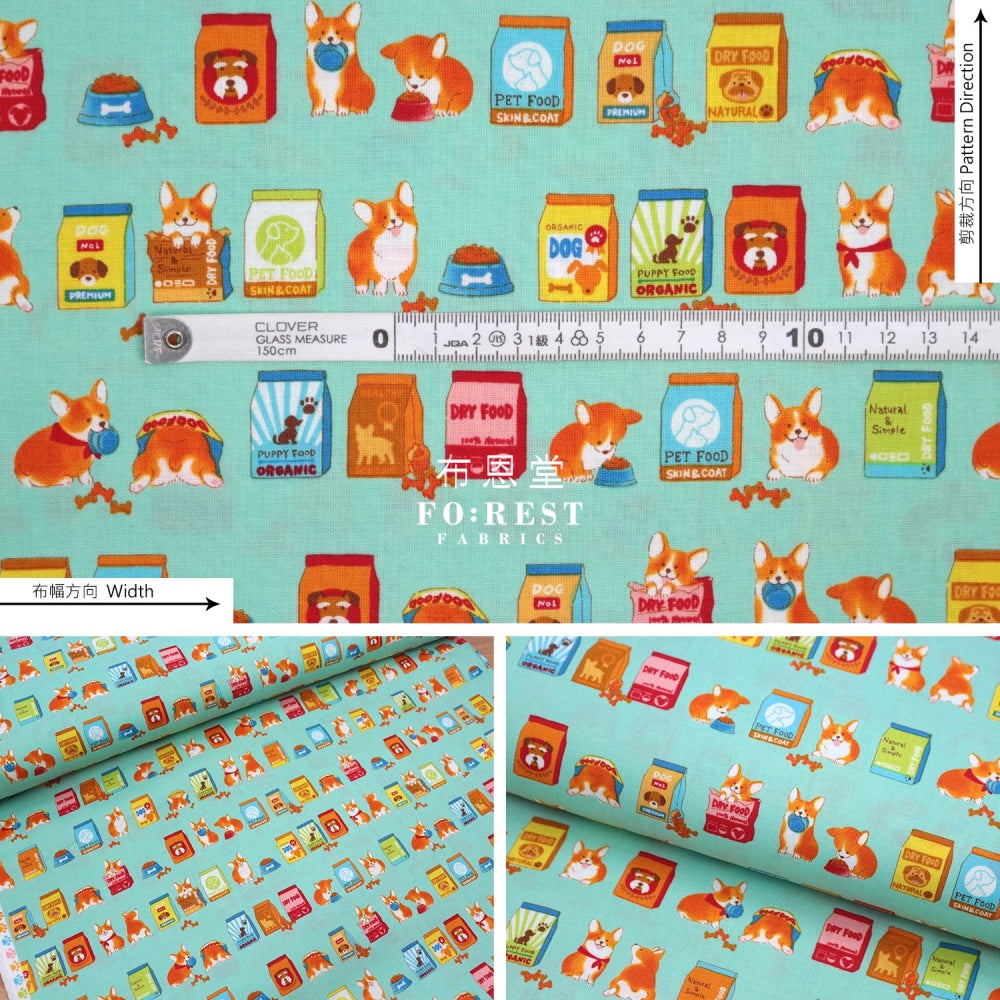 Cotton - My Favorite Food Fabric Lt.green Cotton