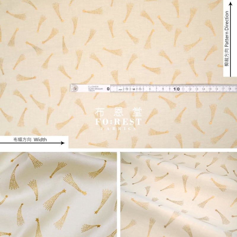 Cotton - Mystical Shooting Stars Fabric Ivory Metallic