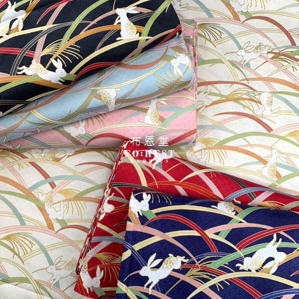 Cotton - Paddy Rabbit Japanese Fabric Blue