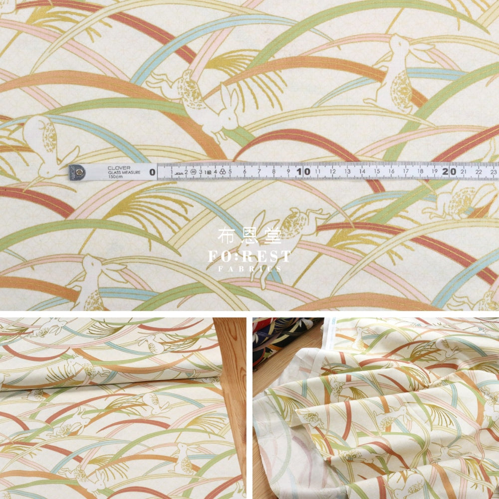 Cotton - Paddy Rabbit Japanese Fabric Natural