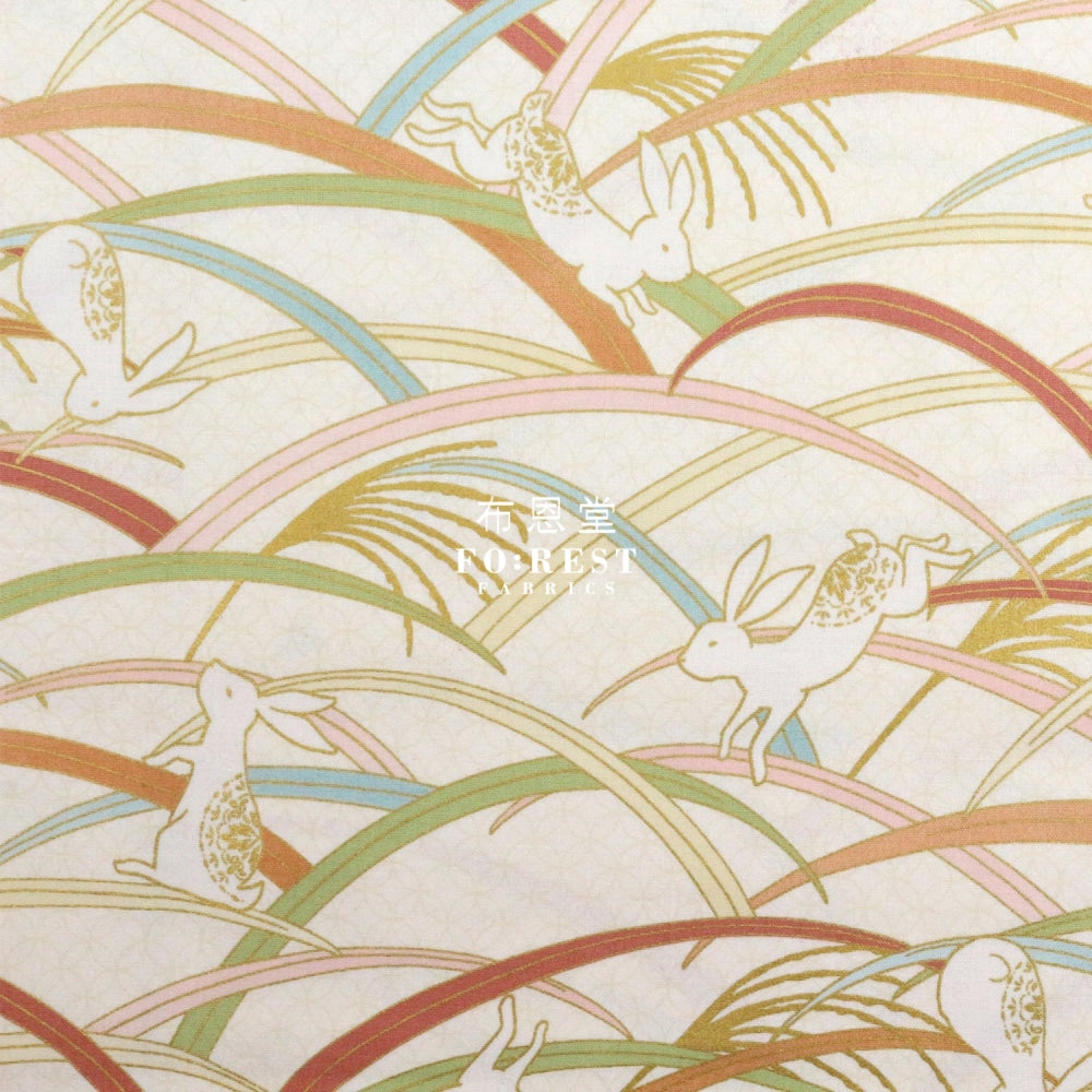 Cotton - Paddy Rabbit Japanese Fabric Natural