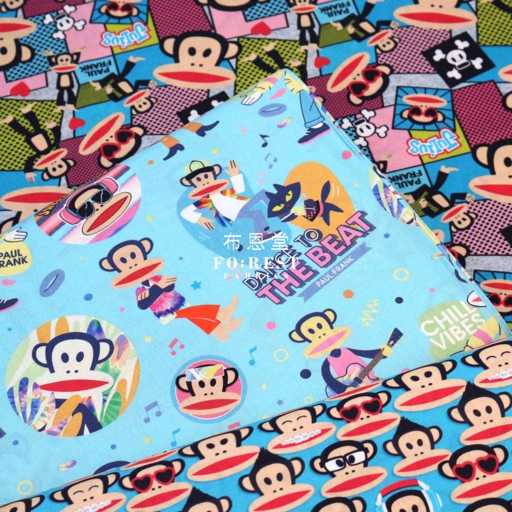 cotton - Paul Frank Dance Off fabric AQUA - FO:REST Fabric 布恩堂Liberty fabrictana lawnjapanese fabricykk zipper