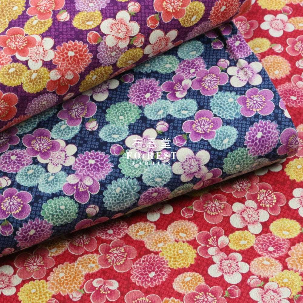 Cotton - Peony Fabric Turquoise Cotton