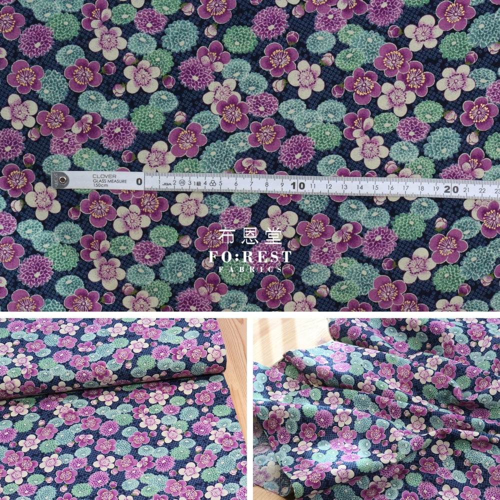Cotton - Peony Fabric Turquoise Cotton
