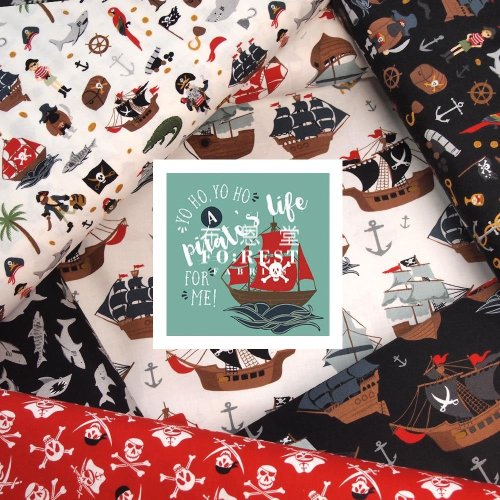 Cotton - Pirate Tales Fabric Black