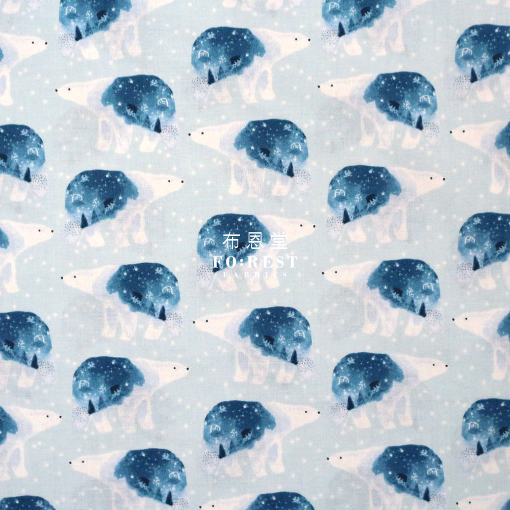 Cotton - Polar Bear Universe Fabric Ice