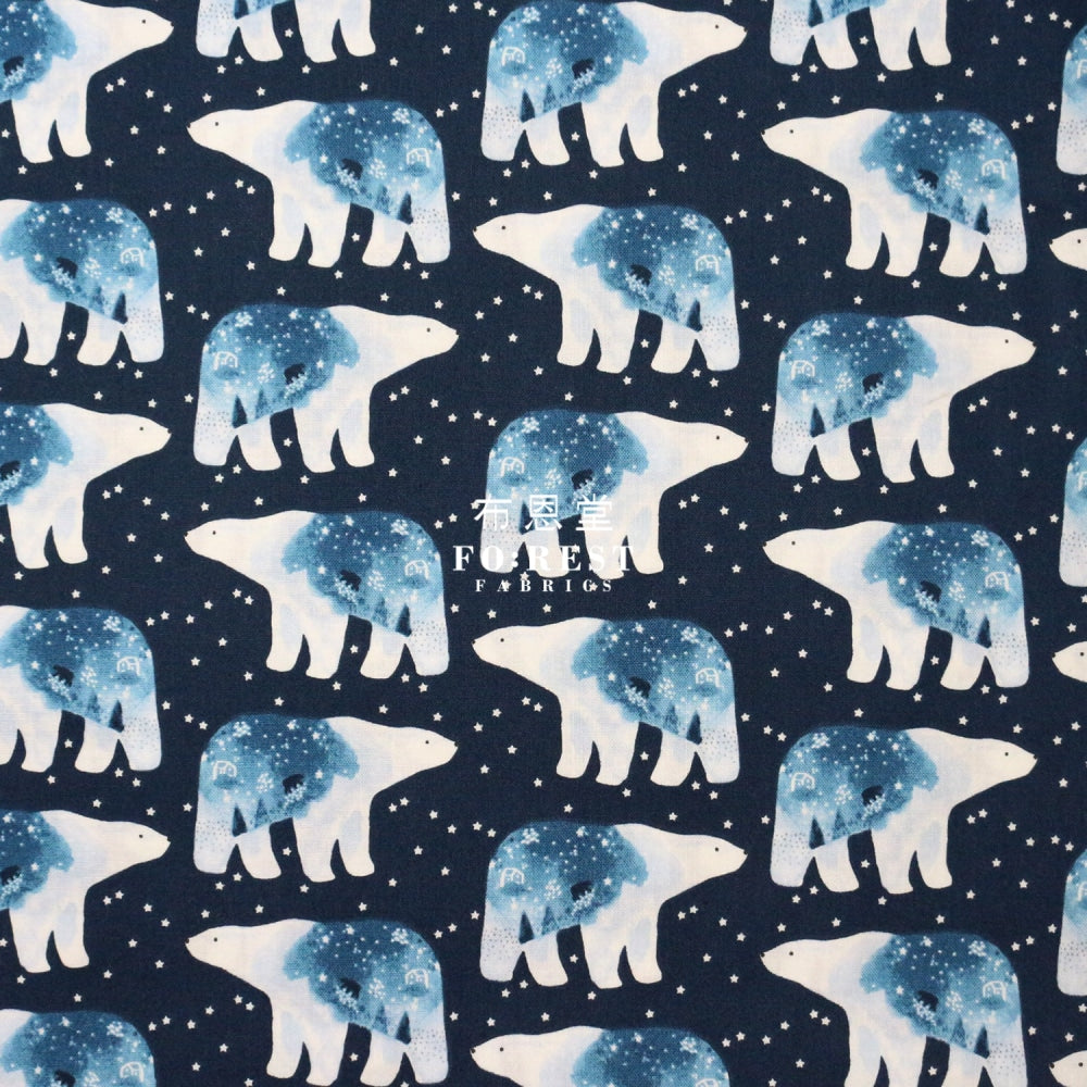 Cotton - Polar Bear Universe Fabric Navy