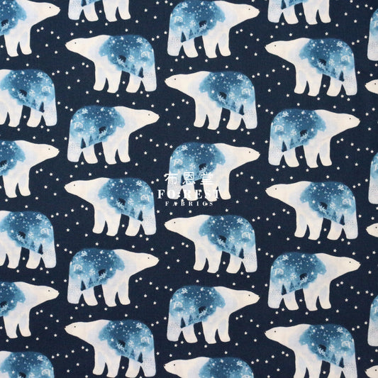Cotton - Polar Bear Universe Fabric Navy