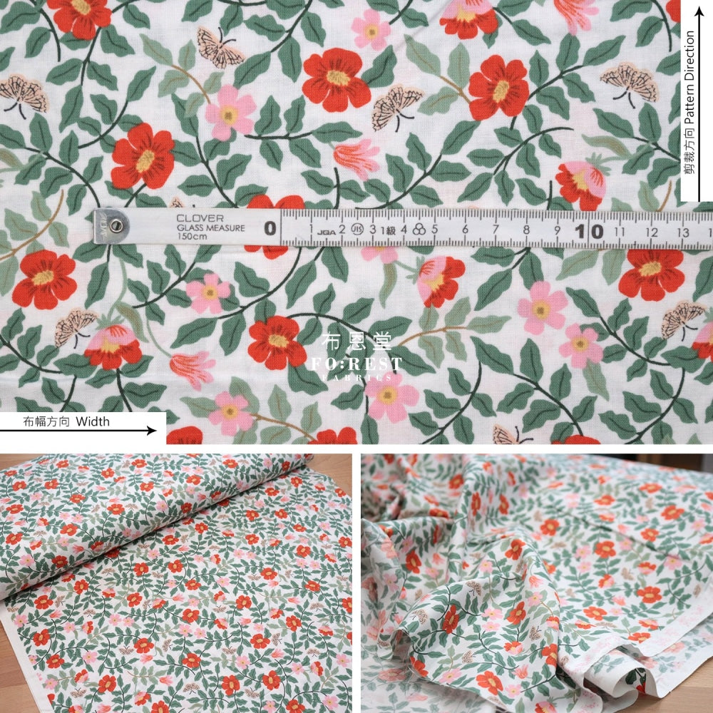 Cotton - Primrose Flower Fabric Milky