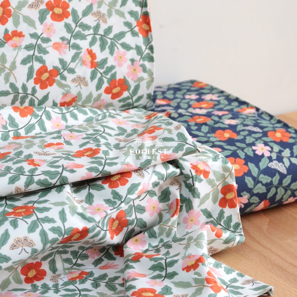 Cotton - Primrose Flower Fabric Navy