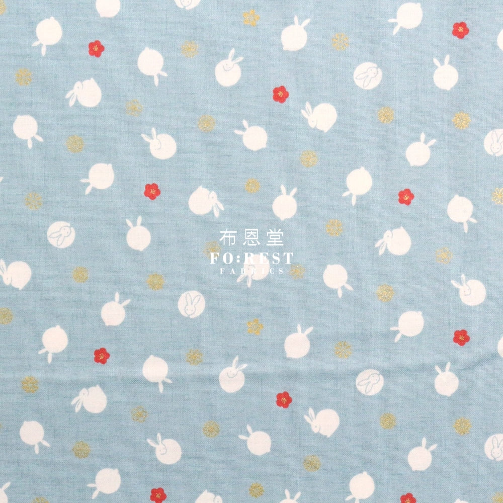 Cotton - Rabbit Dat Japanese Fabric Blue