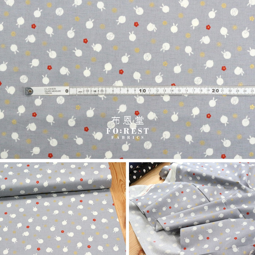 Cotton - Rabbit Dat Japanese Fabric Gray