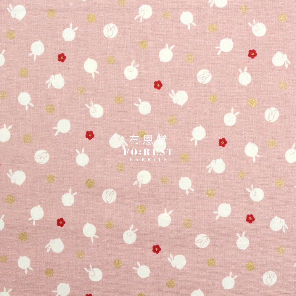 cotton - Rabbit dat Japanese fabric Pink - FO:REST Fabric 布恩堂Liberty fabrictana lawnjapanese fabricykk zipper